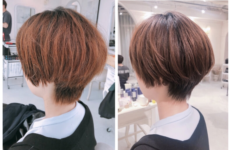 くせと乾燥で広がる 量が多い方のショートヘアに内巻き縮毛矯正を くせ毛 縮毛矯正 ヘアケアの専門特化集団 表参道 青山の美容室lily リリィ